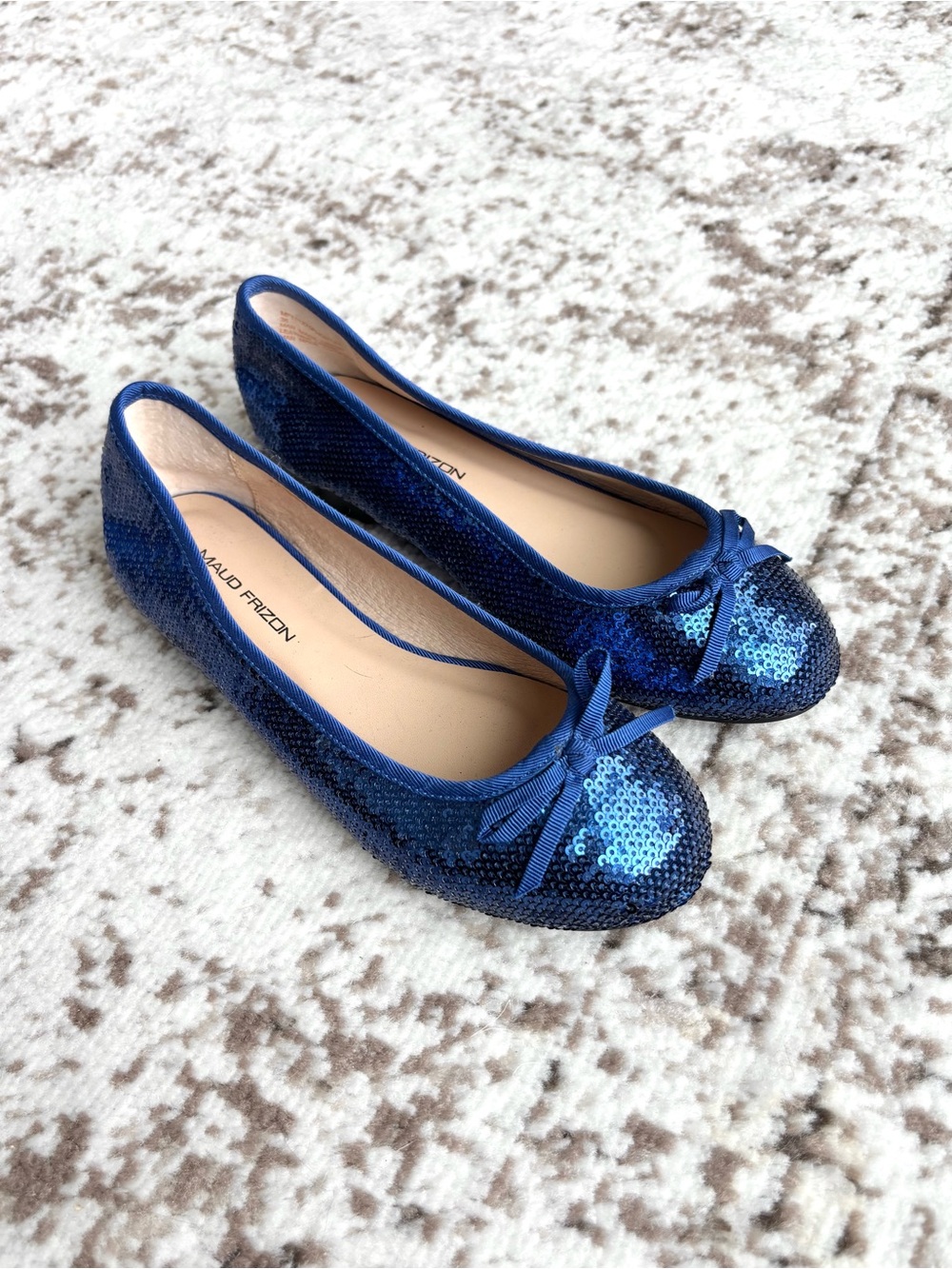 Maud Frizon Blue Sequin Embellished Ballet Flats - Made in Italy